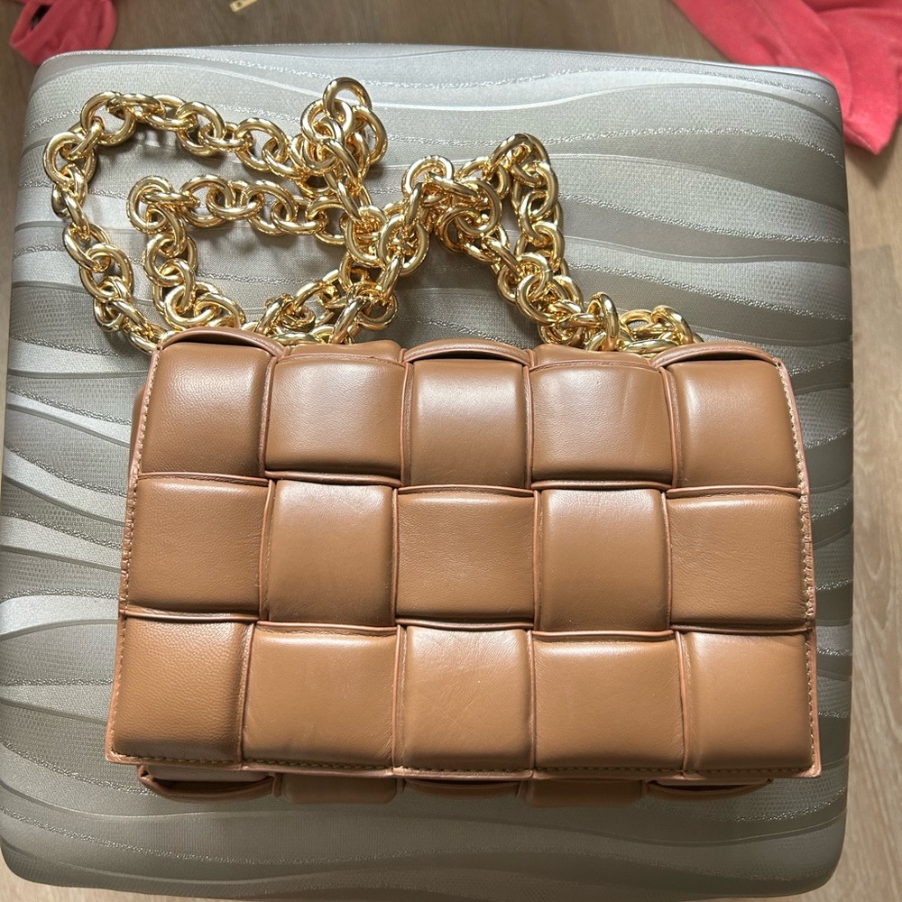 EvaLuLu Woven Chain Bag, Medium, Brown